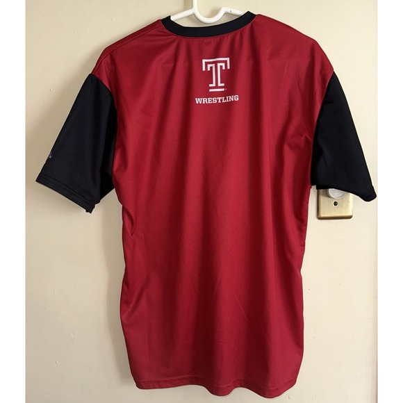 Temple Owls Wrestling Shirt Mens Medium Red Black Short Sleeve NCWA Gear - Picture 3 of 3